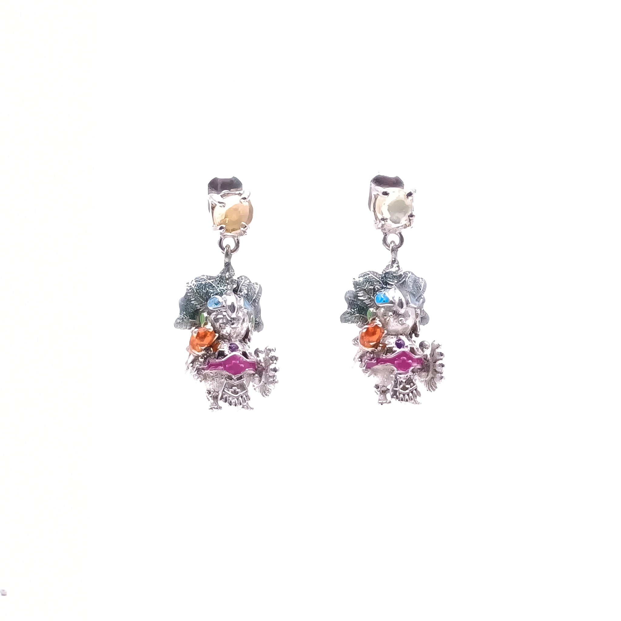 Aretes Popocatépetl con ópalos