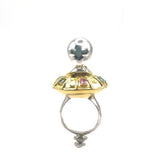 Anillo Alien con UFO con gemas - Paula Guzmán