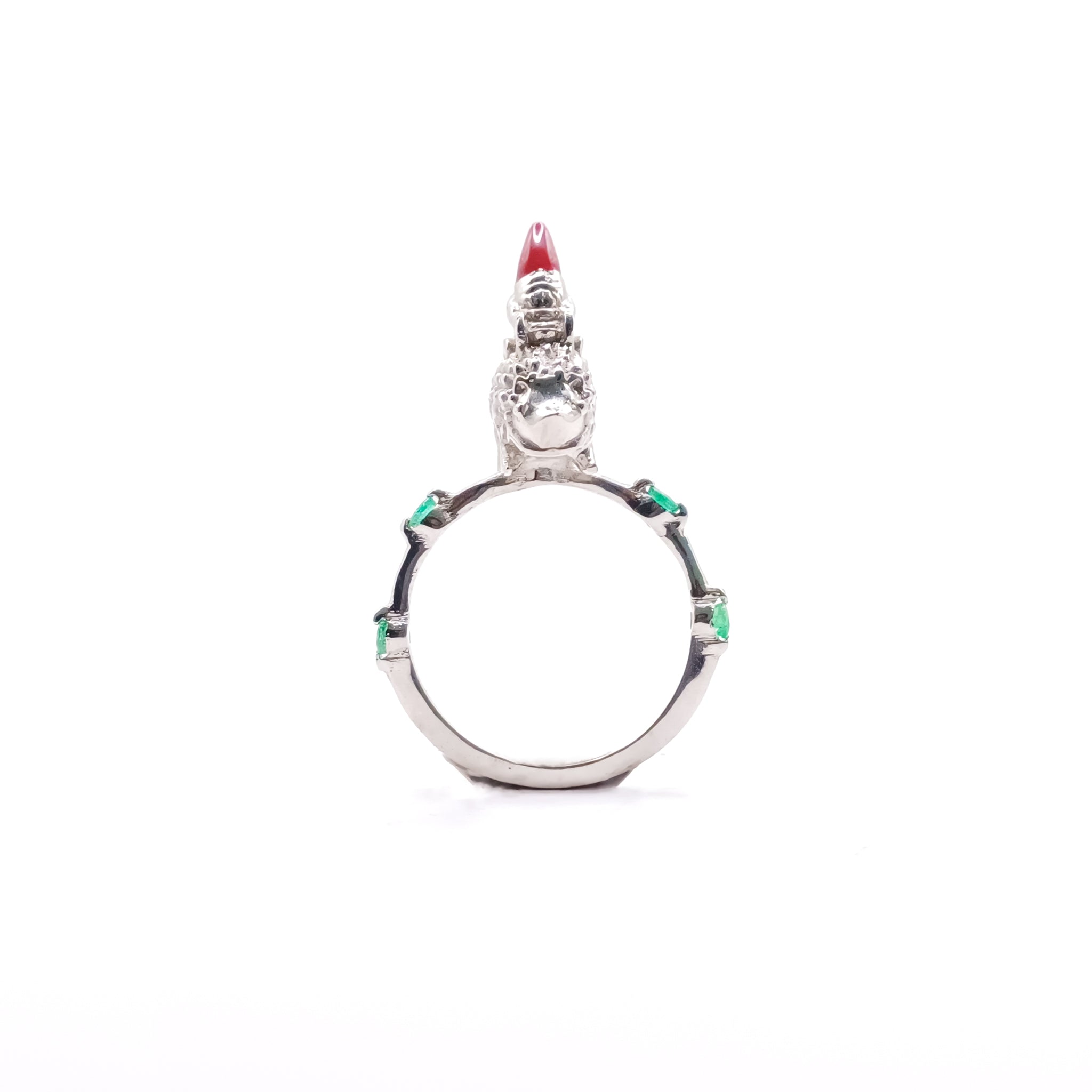 Anillo Erizo Gnomo con esmeraldas - Paula Guzmán