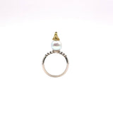 Anillo Principito y perla akoya azul - Paula Guzmán