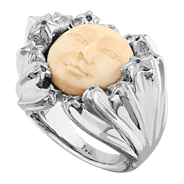 Anillo Estrellas y Luna con diamantes y zafiros - Paula Guzmán