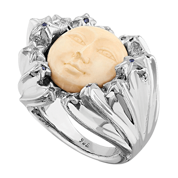 Anillo Estrellas y Luna con diamantes y zafiros - Paula Guzmán